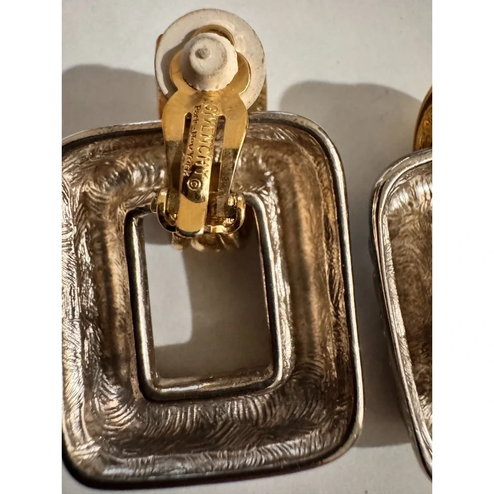 Givenchy Paris Earrings New York Silver Gold-Tone Door Knocker Designer Rare
